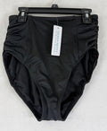 Beach Betty by Miracle Brand Shirred High Waist Black Bikini Swim Bottom Small