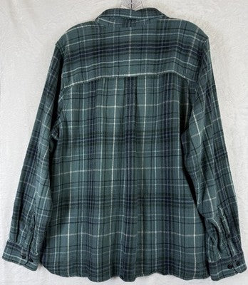 LL Bean 1912 Flannel Plaid Shirt 2X Green Button Up Womens Plus Size Tops