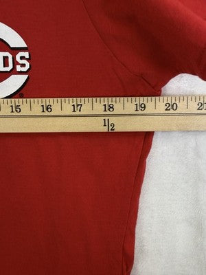 Majestic Cincinnati Reds Womens T Shirt Large Red V-Neck Tee MLB Short Sleeve