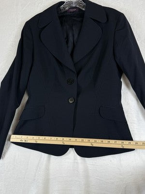 Escada Blazer Womens 38 Navy Blue Jacket Wool 2 Button