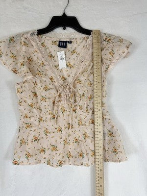 Gap Top XS Womens Babydoll Flutter Sleeve Floral Whimsical Fairycore New NWT