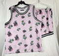Men’s XL Tank Top Large Shorts Set Pink Skulls Grim Reaper Sleeveless Shirt