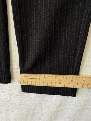 Max Studio Pants Medium Black Pinstriped Knit Pull On Striped Womens