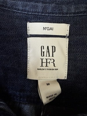 Gap x HFR Top Medium Puff Sleeve Denim Shirt N’gai Harlem’s Fashion Row Blue New