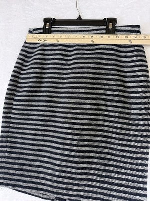 J Crew Pencil Skirt 4 Wool Blend Gray Navy Blue Striped Womens
