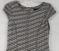 Sharagano Dress Size 8 Fit Flare Sheath Short Knit Tan Beige Navy Blue