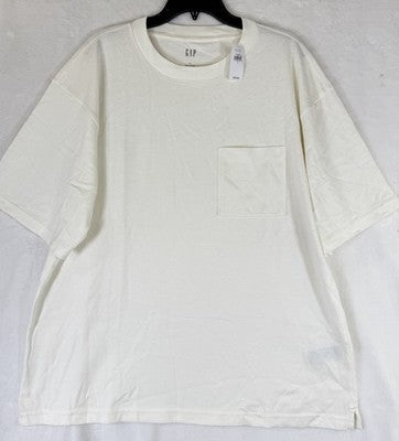 Gap Heavyweight Relaxed Pocket T Shirt Large Mens Ivory Short Sleeve Tee New NWT