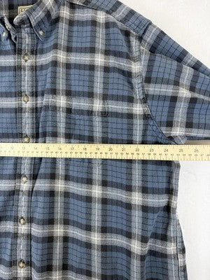 LL Bean Flannel Shirt XL Mens Blue Plaid Long Sleeve Button Down