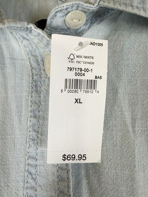 Gap Denim Big Shirt Womens XL Long Sleeve Chambray Light Blue Button Up New NWT