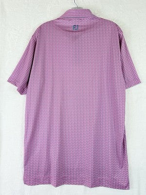 Footjoy Lisle Golf Polo Shirt Medium Mens Short Sleeve Pink Leaf Print