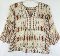 Lucky Brand Womens Tops Medium 3/4 Sleeve Boho Festival Sheer Blouse Flare