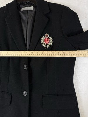 Liz Claiborne Blazer 6 Womens Black Wool Blend Logo Jacket