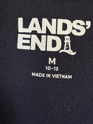 Lands End Top Medium Knit Navy Blue 3/4 Sleeve Tee Womens