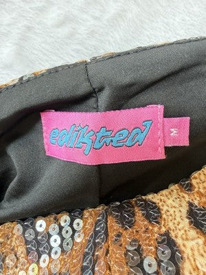 Edikted Micro Shorts Leopard Print Sequined Medium Womens