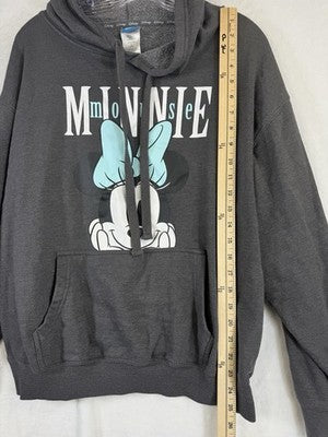 Disney Minnie Mouse Hoodie Womens Large Gray Sweatshirt