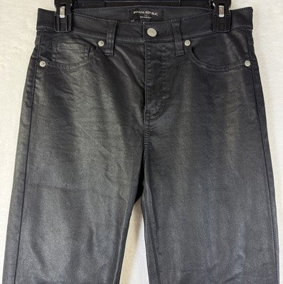 Banana Republic Coated Jeans Black 27 4 Petite Womens Slim High Rise Denim