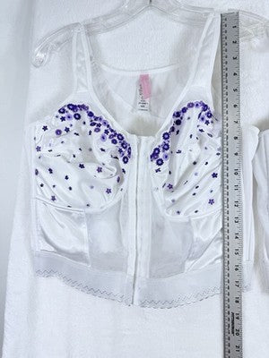Comfort Choice 42C Longline Bras Lot White Embroidered Posture Front Close
