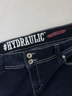 Hydraulic Jean Shorts 17 18 Womens Denim Embellished Dark Blue Lola Curvy