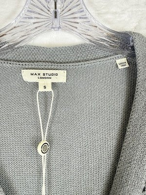Max Studio Cardigan Sweater Large Gray Linen Blend Womens New NWT