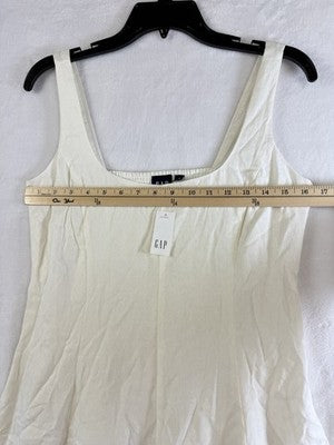 Gap Linen Blend Maxi Dress Small Petite Women Ivory Sleeveless Long New