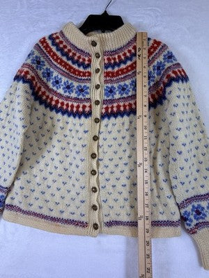 Carroll Reed Wool Cardigan Small Womens Vintage Fair Isle 70s 80s