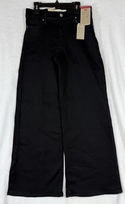 Levis 318 Shaping Wide Leg Jeans 26 Womens Black 26x30 Levi’s New NWT