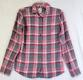 J Crew Flannel Shirt Women Small Gray Plaid Perfect Fit Button Up Top Long