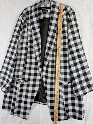 Studio By Torrid Blazer 4 Black White Check  Jacket Open Front