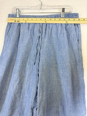 J Crew Chambray Pants 10 Womens Pull On 100% Cotton Blue Pull On Lightweight