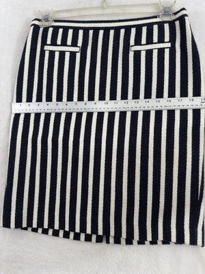 Talbots Skirt 10 Petite Navy Blue White Striped A-Line Pencil Knit Womens 10P