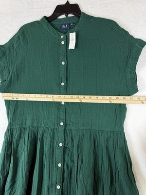 Gap Cotton Gauze Mini Shirt Dress Large Tall Womens Green Short Sleeve New NWT