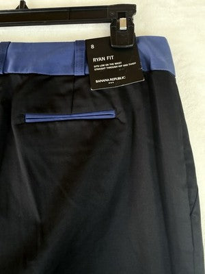 Banana Republic Ryan Pants 8 Women Black Blue Straight Leg New NWT