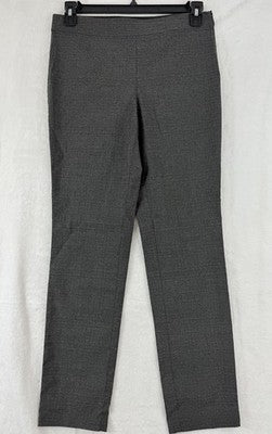 Rafaella Pants 8 Gray Side Zip Flat Front Windowpane Plaid Women