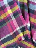 Soft Surroundings Wrap Plaid Purple Blue Green Ruana Poncho Womens One Size