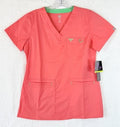 Med Couture Insight Scrub Top XS Women V Neck Short Sleeve Coral Pink New NWT
