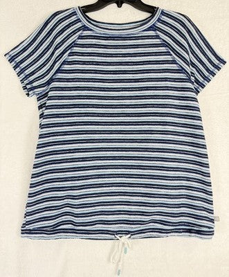 T By Talbots Top Medium Blue Terry cloth Short Sleeve Womens