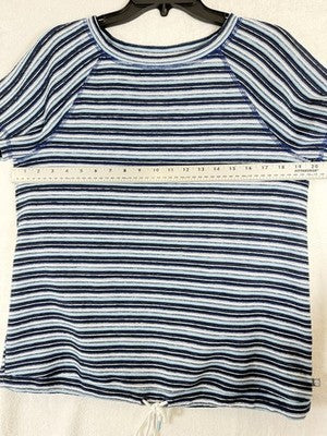 T By Talbots Top Medium Blue Terry cloth Short Sleeve Womens