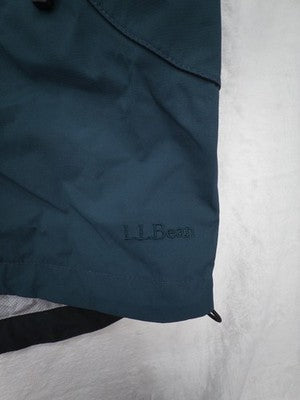LL Bean Womens Rain Jacket Small Blue Green Hooded Coat Raincoat Packable