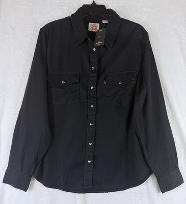 Levis Iconic Western Shirt XL Men Black Pearl Snap Front Levi’s Cowboy New NWT