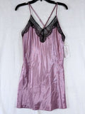 Linea Donatella Chemise Medium Satin Pink Black Lingerie Nightgown Women New NWT