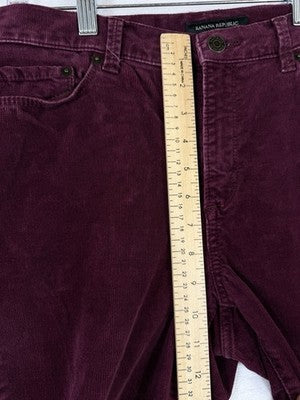 Banana Republic Corduroy Pants 30 10 Womens Burgundy Red Purple Mid Rise