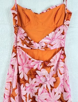 Saint Secrets Dress XS Maxi Sleeveless Pink Floral Twist Back