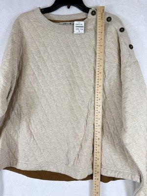 Orvis Sweatshirt Women XL Quilted Beige Pullover Top Long Sleeve New NWT