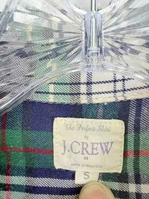 J Crew The Perfect Shirt Womens Small Green Plaid Flannel Top Button Down