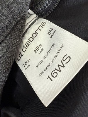 Liz Claiborne Pants 16W Short Womens Charcoal Gray 5 Pocket 16WS Knit Plus Size