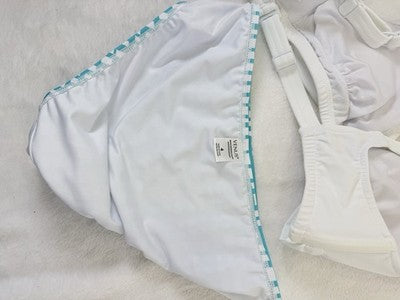 Venus Bikini Set Small Top 6 Bottom 4 White Aqua Blue Lift Wrap Swimsuit Womens
