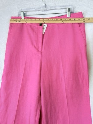 Talbots Greenwich Pants 14 Petite Geranium Pink Linen Blend Wide Leg 14P New NWT