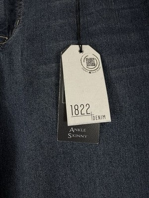 1822 Denim Jeans 14W Womens Ankle Skinny Fringe Hem Blue Mid Rise New NWT