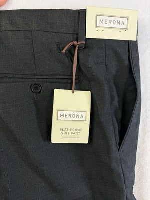 Merona Flat Front Suit Pants 34x34 Gray Windowpane Plaid New NWT