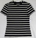 Gap Closeknit Jersey Tee Medium Women Black White Stripe Tops Short Sleeve New